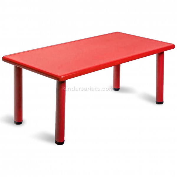 Mesa rectangular plástica roja -...