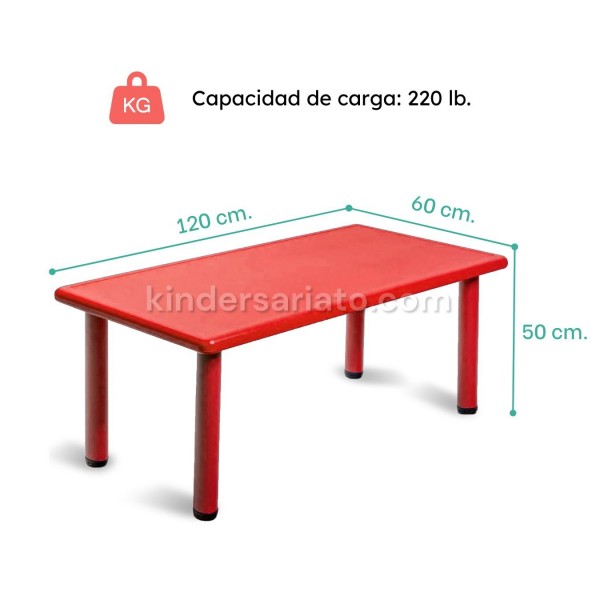 Mesa abatible 120x65 cm alt. 53 cm Rojo - Material escolar