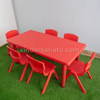 Pack Mesa roja + 6 sillas plásticas - mobiliario de aula 2