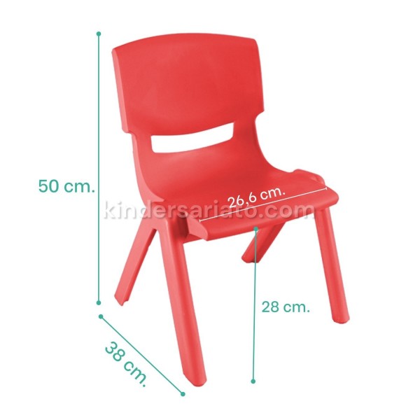 Mesa rectangular plástica roja - altura regulable