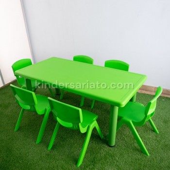 Pack Mesa verde + 6 sillas plásticas - mobiliario de aula 2