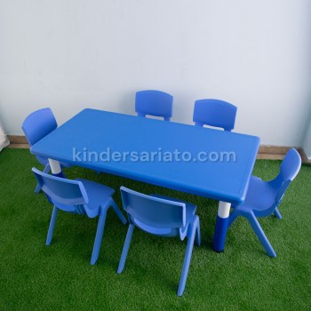 Pack Mesa azul + 6 sillas plásticas - mobiliario de aula 2