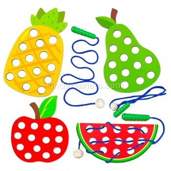 Oruga come frutas en madera - set de 4 piezas 2