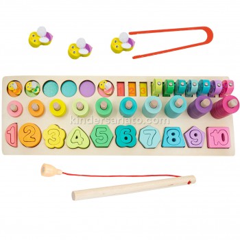 Tablero Montessori 5 en 1 - Peces y abejas