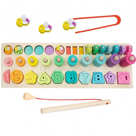 Tablero Montessori 5 en 1 - Peces y abejas