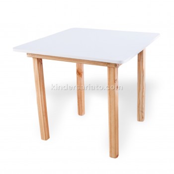 Mesa preescolar cuadrada de madera (60 x 60 cm.)
 Color-Blanco