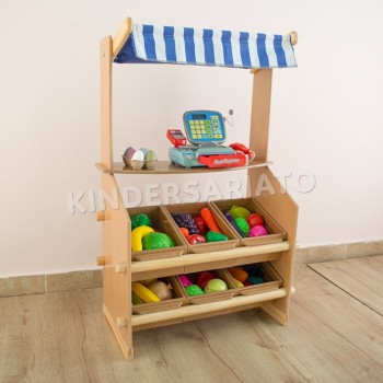 Tienda de compras en madera - Incluye frutas, vegetales, huevos y panes 2