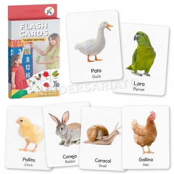 Flashcards animales domésticos - Imágenes reales, bilingüe