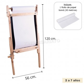 Caballete de arte (pizarra y rollo) - altura regulable 2