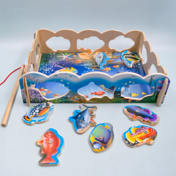 Acuario en madera - juego de pesca 2