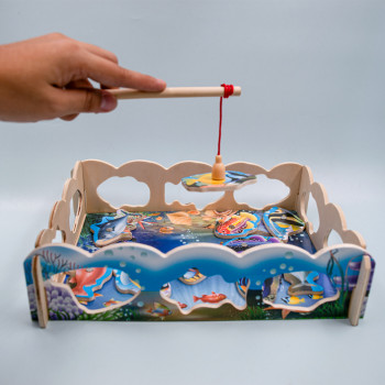 Acuario en madera - juego de pesca