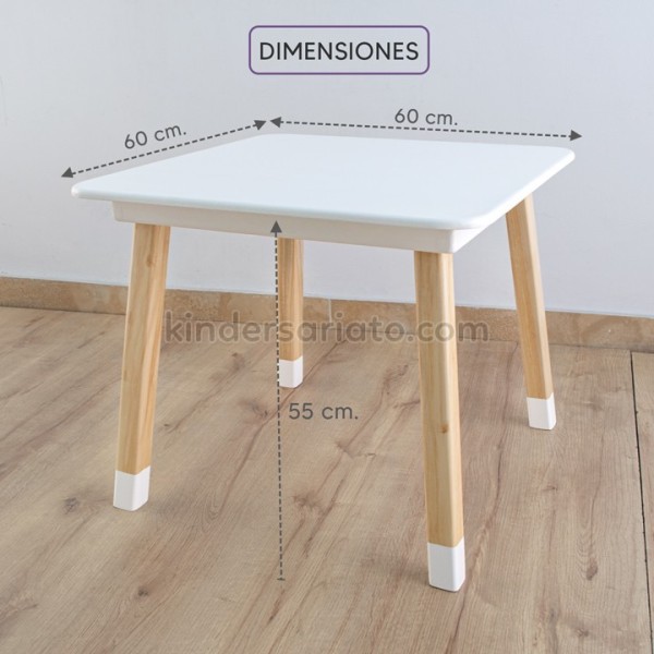 Mesa conejo + 2 Sillas (60 x 60 cm.) Blanca