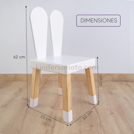 Mesa conejo + 2 Sillas (60 x 60 cm.) Blanca