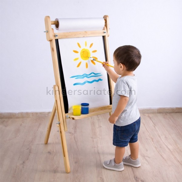 Caballete de arte (pizarra y rollo) - altura regulable