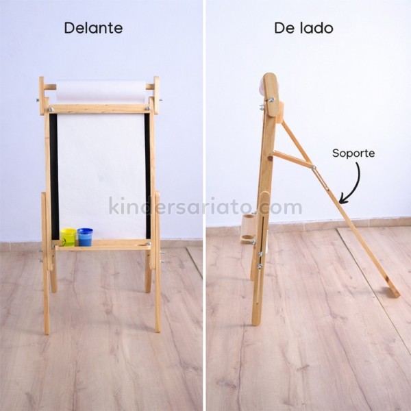 Caballete de arte (pizarra y rollo) - altura regulable