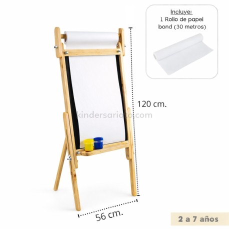 Caballete de arte (pizarra y rollo) - altura regulable