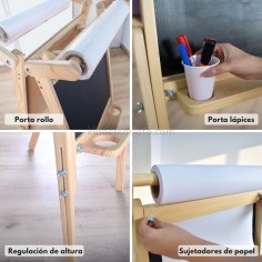 Caballete doble (pizarra y rollo) - altura regulable