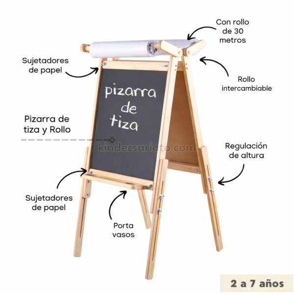 Caballete doble (pizarra y rollo) - altura regulable
