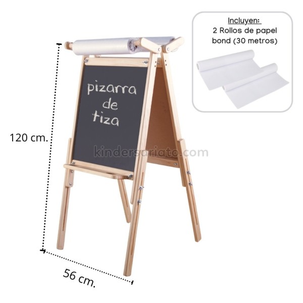Caballete doble (pizarra y rollo) - altura regulable