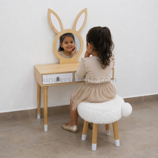 Tocador Infantil de Madera Conejito con Espejo | Kindersariato