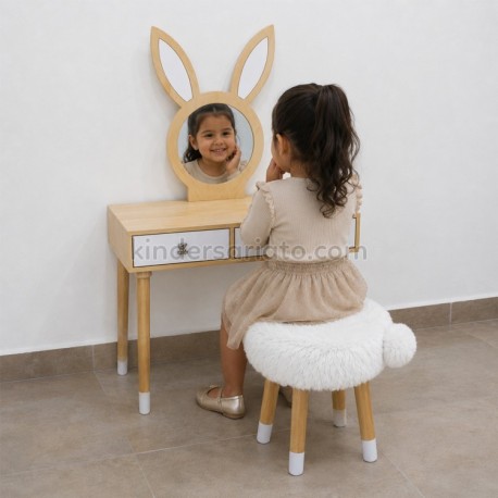 Tocador Infantil de Madera Conejito con Espejo | Kindersariato