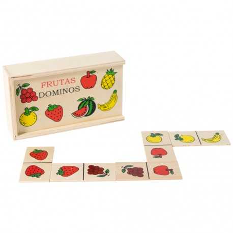 Tradineur - Dominó infantil de Frutas en caja de madera, 28 fichas, juego  de mesa tradicional para niños, diversión, 16,7 x 9,5